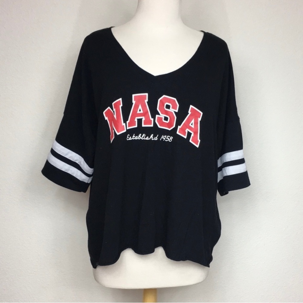 3/$25 BuzzAldrin Women's Black NASA Boxy T-Shirt Size 3X Casual Streetwear Retro